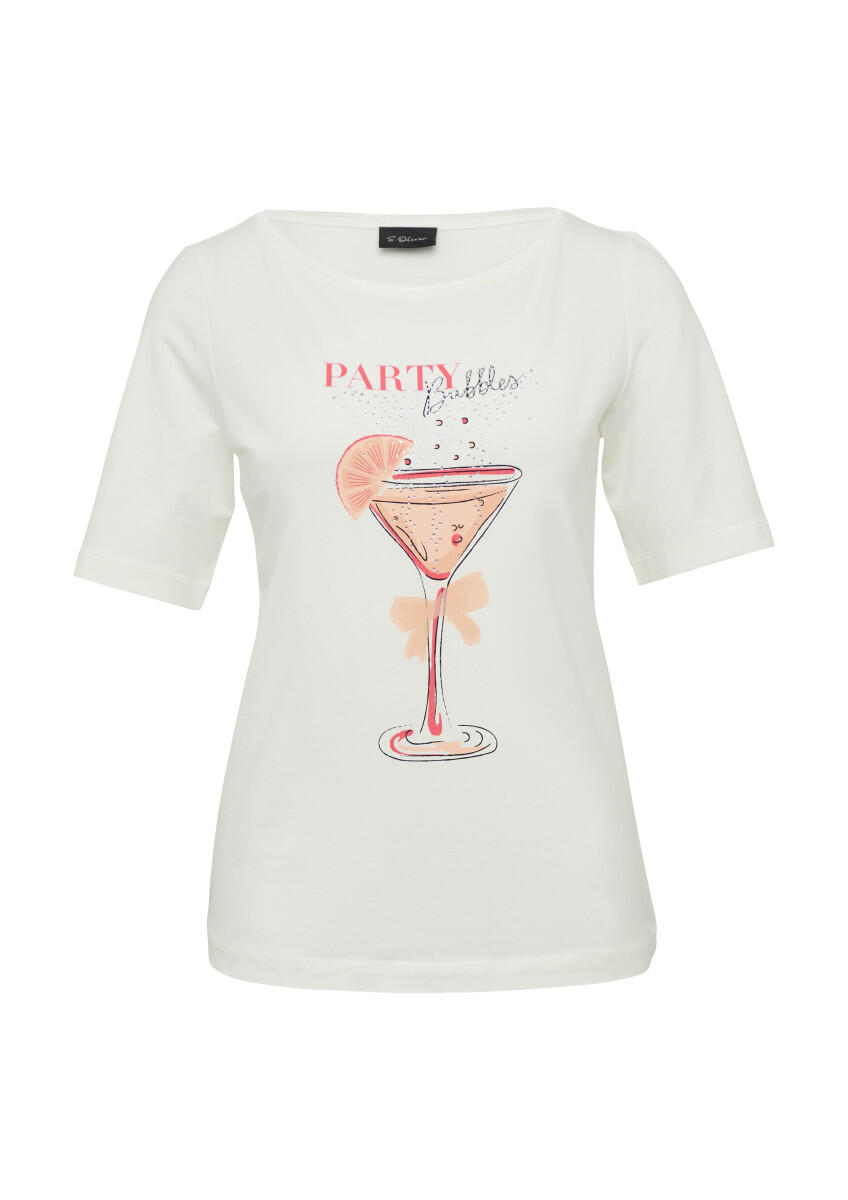 s.Oliver BLACK LABEL - Jersey-T-Shirt mit Schmucksteinen weiß - Gr. - 44 von s.Oliver BLACK LABEL