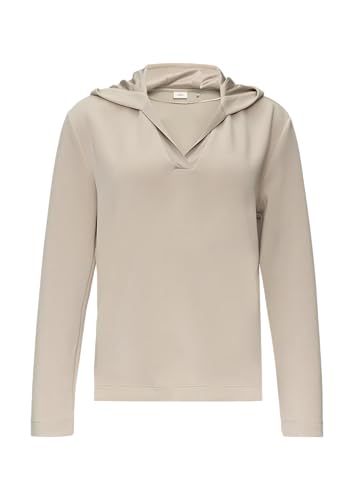 s.Oliver BLACK LABEL Kapuzenshirt aus Sweat mit Satin-Details beige 34 von s.Oliver BLACK LABEL
