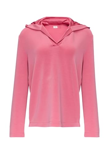 s.Oliver BLACK LABEL Kapuzenshirt aus Sweat mit Satin-Details pink 40 von s.Oliver BLACK LABEL