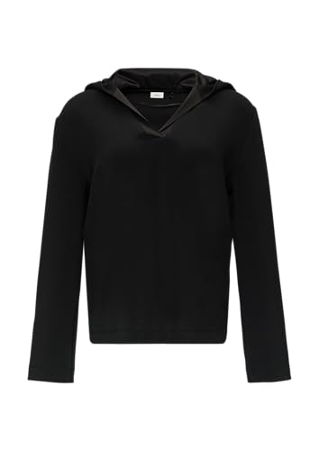 s.Oliver BLACK LABEL Kapuzenshirt aus Sweat mit Satin-Details schwarz 34 von s.Oliver BLACK LABEL