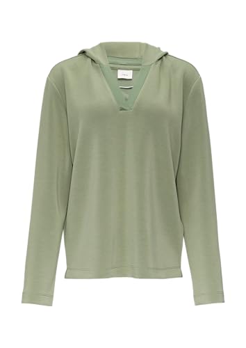 s.Oliver BLACK LABEL Kapuzenshirt mit Satin-Details salbeigrün 34 von s.Oliver BLACK LABEL