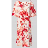 s.Oliver BLACK LABEL Knielanges Kleid mit Allover-Print in Weiss, Größe 44 von s.Oliver BLACK LABEL