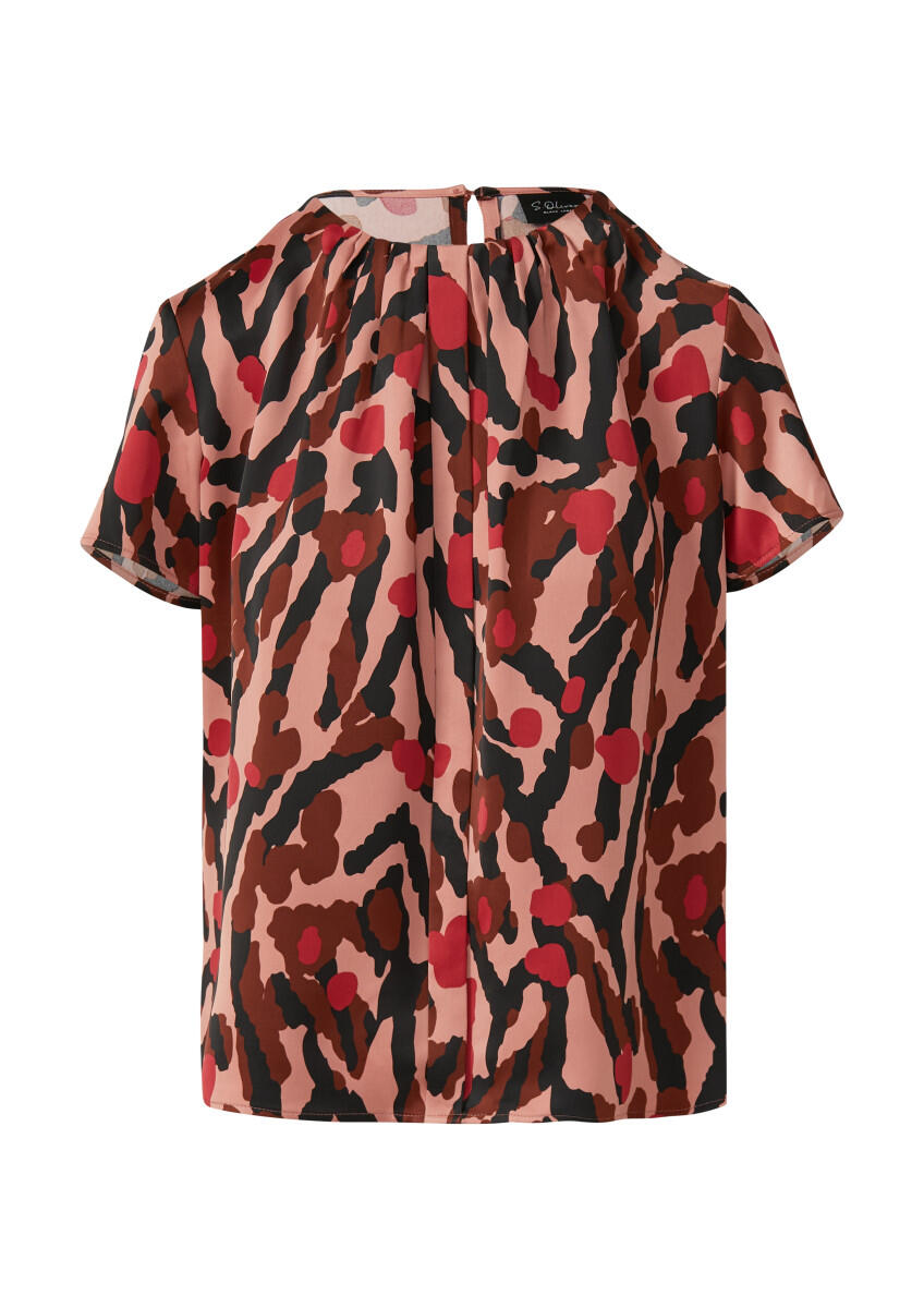 s.Oliver BLACK LABEL - Kurzarm-Bluse mit Raffung pink - Gr. - 42 von s.Oliver BLACK LABEL