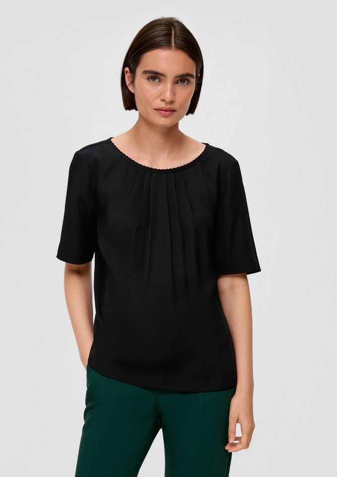 s.Oliver BLACK LABEL Kurzarmbluse Bluse aus Viskose Raffung von s.Oliver BLACK LABEL