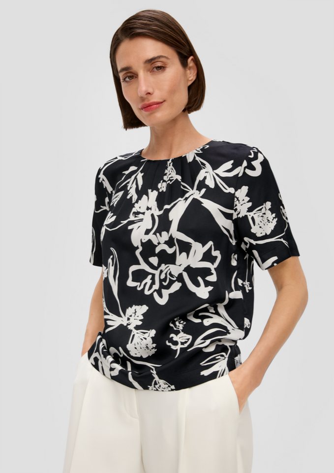 s.Oliver BLACK LABEL Kurzarmbluse Bluse mit Rundhalsausschnitt von s.Oliver BLACK LABEL