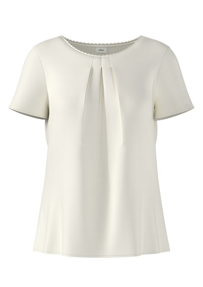 s.Oliver BLACK LABEL Kurzarmbluse Bluse mit Schmuckkante Raffung von s.Oliver BLACK LABEL