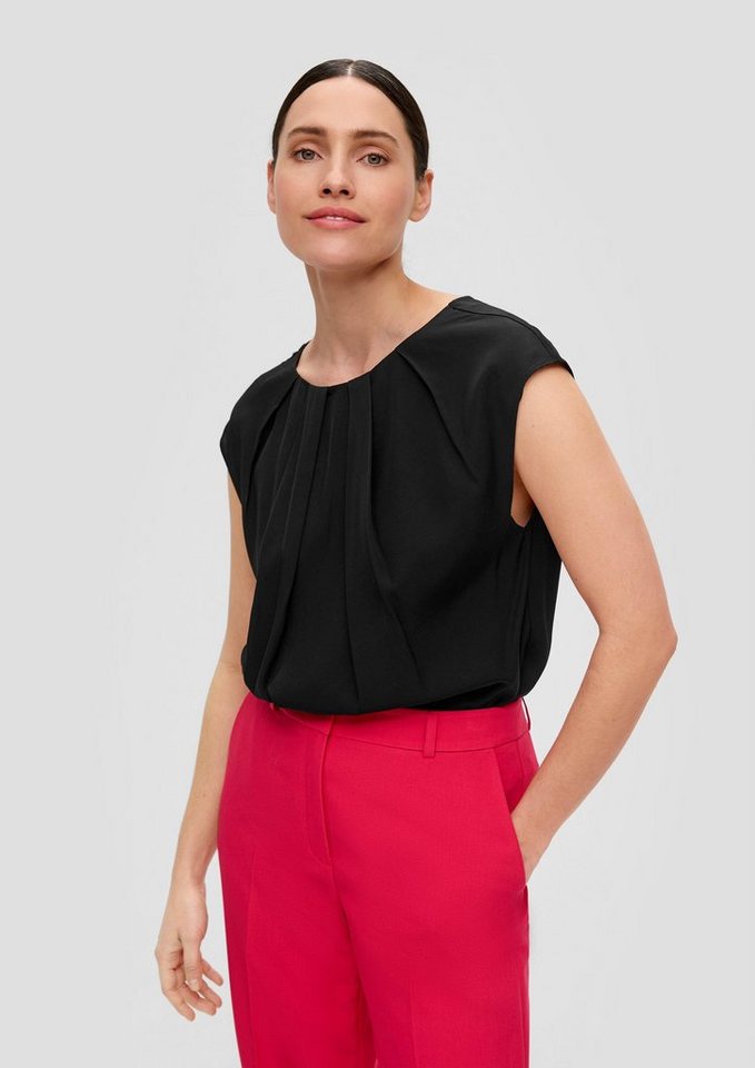 s.Oliver BLACK LABEL Kurzarmbluse Blusentop mit Falten-Detail Raffung s.Oliver BLACK LABEL Kurzarmbluse Blusentop mit Falten-Detail Raffung von s.Oliver BLACK LABEL