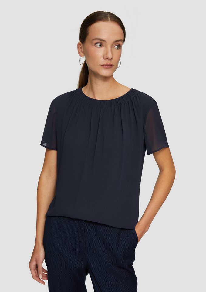 s.Oliver BLACK LABEL Kurzarmbluse Chiffonbluse mit Falten am Ausschnitt Raffung s.Oliver BLACK LABEL Kurzarmbluse Chiffonbluse mit Falten am Ausschnitt Raffung von s.Oliver BLACK LABEL