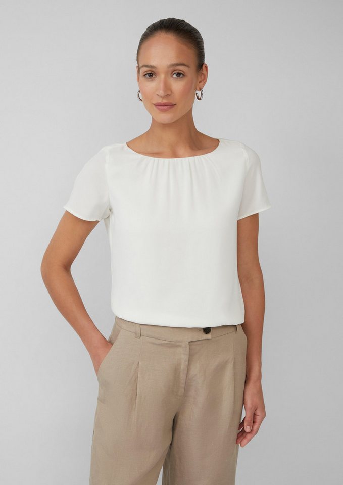 s.Oliver BLACK LABEL Kurzarmbluse Bluse mit Viskosefutter und Rundhalsausschnitt von s.Oliver BLACK LABEL