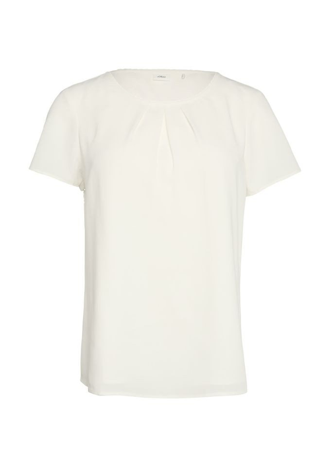 s.Oliver BLACK LABEL Kurzarmbluse - Elegante Bluse mit Mausezahnkante von s.Oliver BLACK LABEL