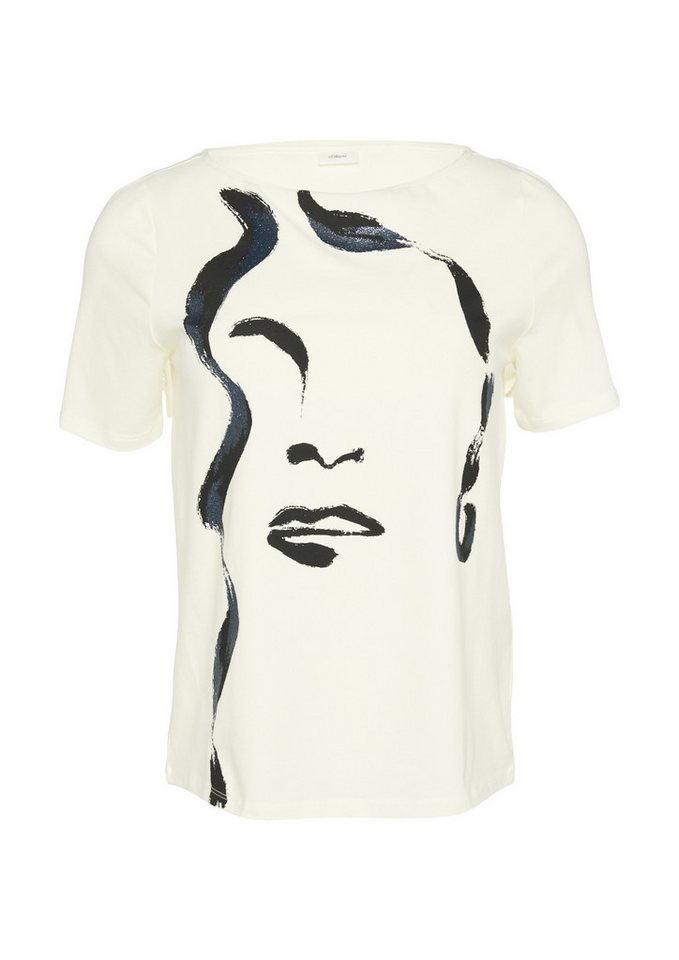 s.Oliver BLACK LABEL Kurzarmhemd T-Shirt mit Frontprint - Gerade von s.Oliver BLACK LABEL