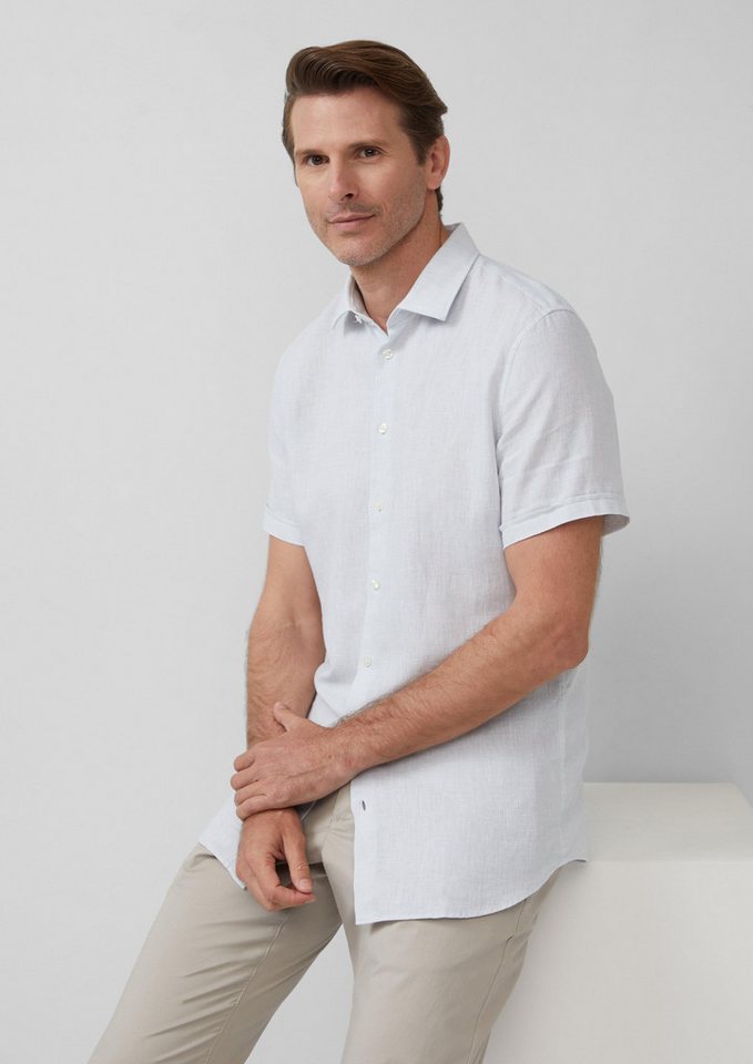 s.Oliver BLACK LABEL Kurzarmhemd Tailored Fit: Strukturiertes Kurzarmhemd aus Leinemix von s.Oliver BLACK LABEL