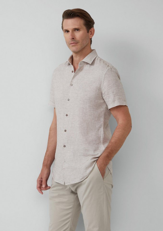 s.Oliver BLACK LABEL Kurzarmhemd Tailored Fit: Strukturiertes Kurzarmhemd aus Leinemix von s.Oliver BLACK LABEL