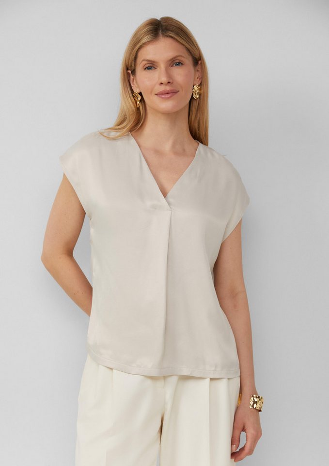 s.Oliver BLACK LABEL Kurzarmshirt Blusenshirt im Fabricmix mit V-Ausschnitt von s.Oliver BLACK LABEL