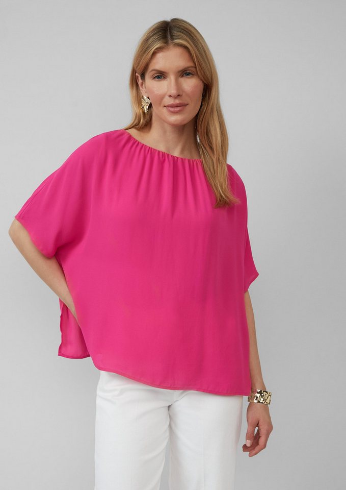 s.Oliver BLACK LABEL Kurzarmshirt Chiffonshirt im Loose Fit mit Jerseyfutter Raffung von s.Oliver BLACK LABEL