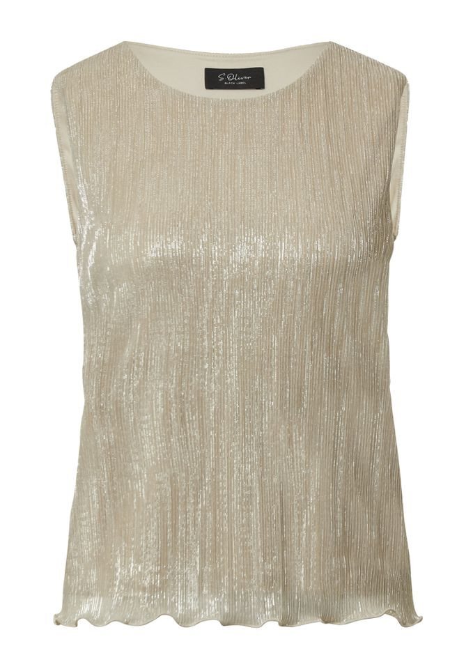 s.Oliver BLACK LABEL Kurzarmshirt Glanzeffekt und blickdichtem Futter – ideal für Alltag und Anlässe von s.Oliver BLACK LABEL