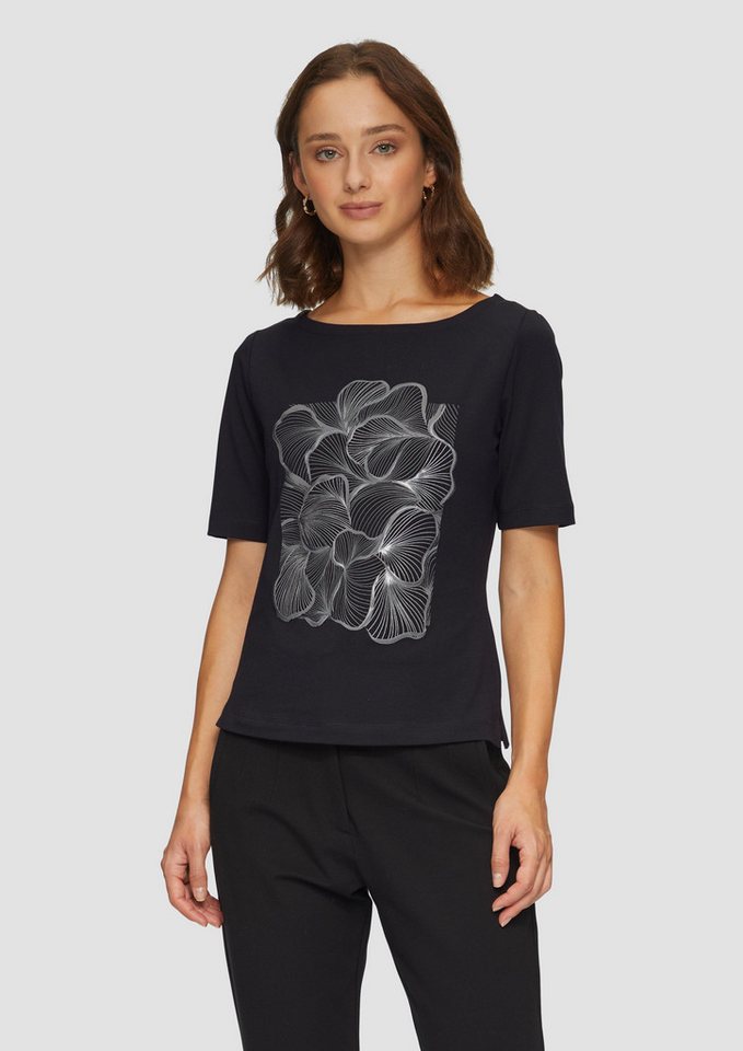 s.Oliver BLACK LABEL Kurzarmshirt Jerseyshirt mit glänzendem Frontprint von s.Oliver BLACK LABEL