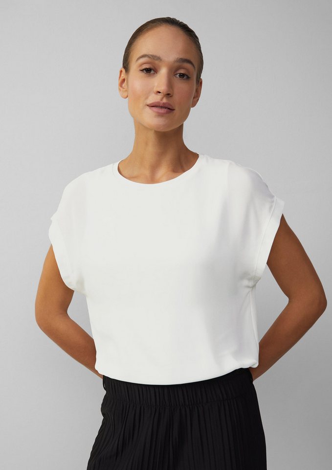 s.Oliver BLACK LABEL Kurzarmshirt Chiffonshirt mit Double-Layer und überschnittener Schulter von s.Oliver BLACK LABEL