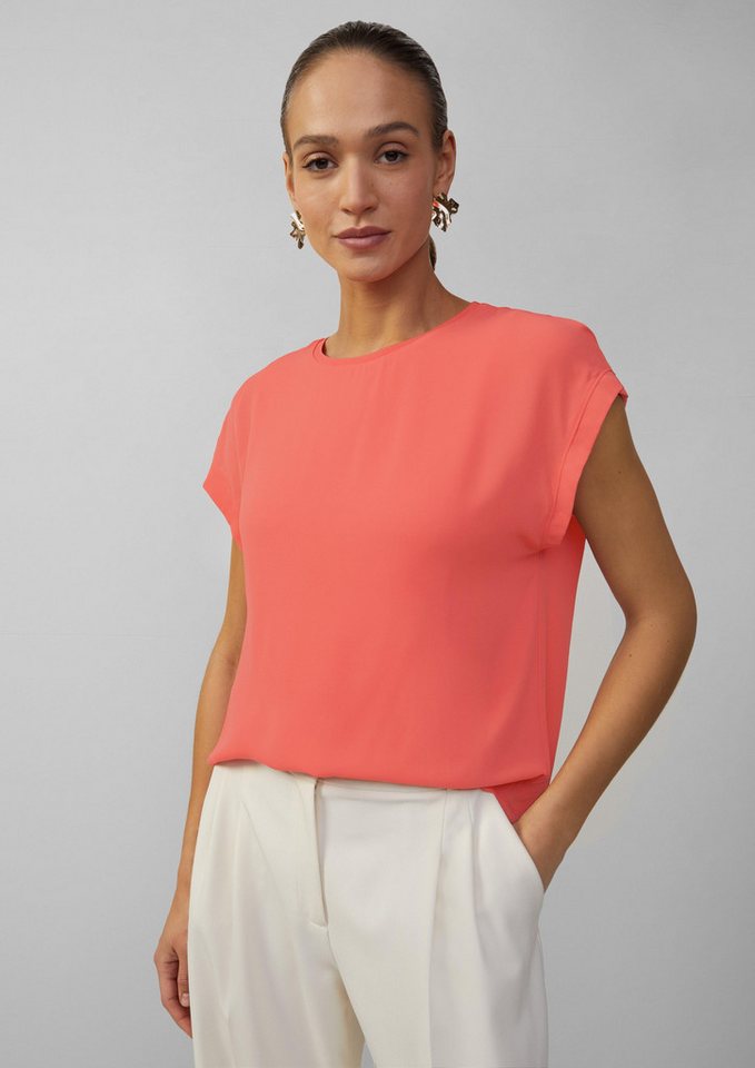s.Oliver BLACK LABEL Kurzarmshirt Chiffonshirt mit Double-Layer und überschnittener Schulter von s.Oliver BLACK LABEL