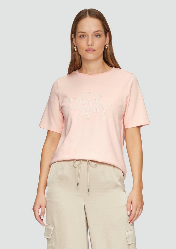 s.Oliver BLACK LABEL Kurzarmshirt Shirt mit Schmuckperlen-Applikation Schmuckperlen von s.Oliver BLACK LABEL