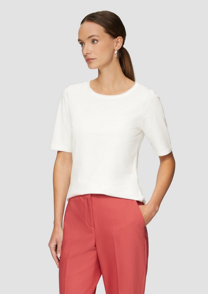 s.Oliver BLACK LABEL Kurzarmshirt T-Shirt aus Baumwollmix mit Doublelayer-Detail von s.Oliver BLACK LABEL