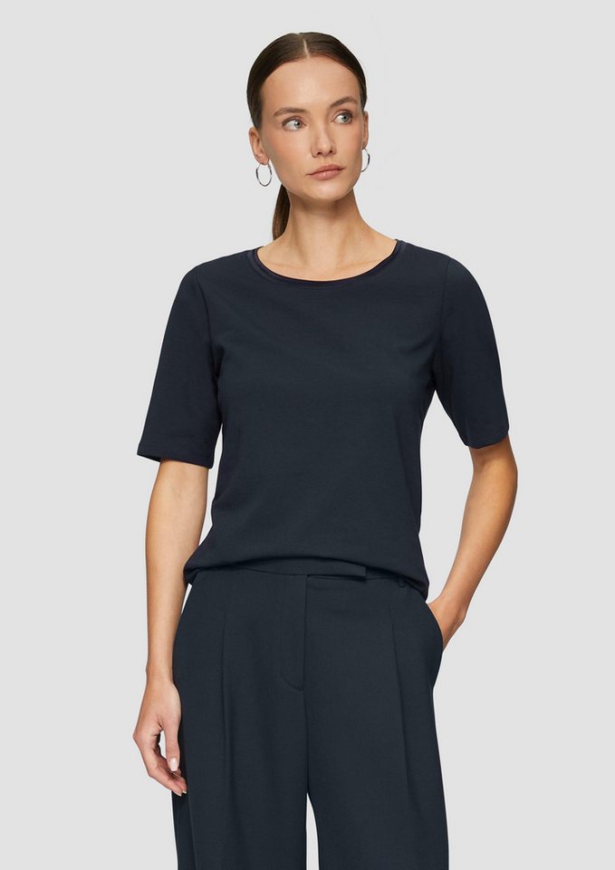 s.Oliver BLACK LABEL Kurzarmshirt T-Shirt aus Baumwollmix mit Doublelayer-Detail von s.Oliver BLACK LABEL