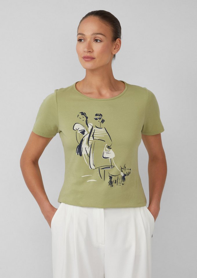 s.Oliver BLACK LABEL Kurzarmshirt T-Shirt aus Interlockjersey mit Artwork von s.Oliver BLACK LABEL