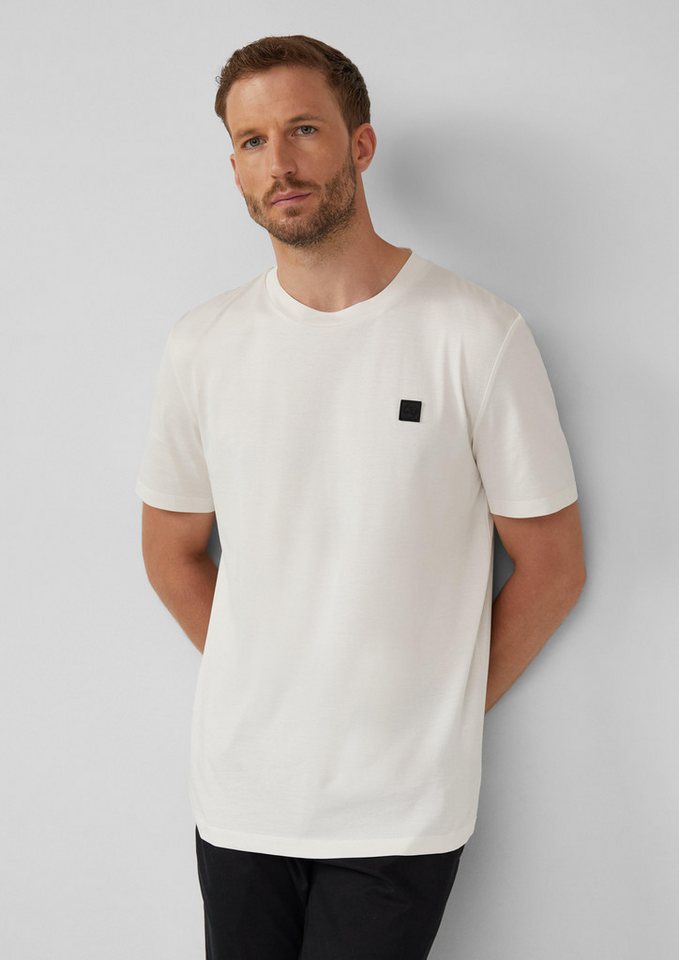 s.Oliver BLACK LABEL Kurzarmshirt T-Shirt aus merzerisierter Baumwolle mit Logo-Detail von s.Oliver BLACK LABEL