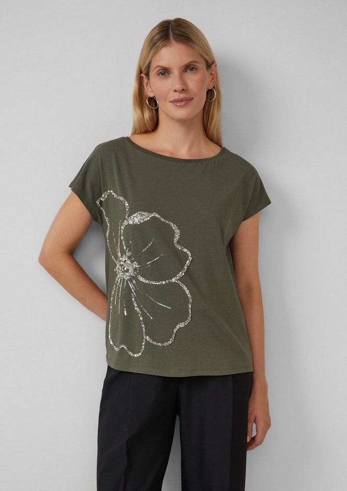 s.Oliver BLACK LABEL Kurzarmshirt T-Shirt im Relaxed Fit mit Pailletten-Applikation von s.Oliver BLACK LABEL