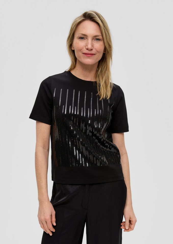 s.Oliver BLACK LABEL Kurzarmshirt T-Shirt mit Pailletten Pailletten von s.Oliver BLACK LABEL