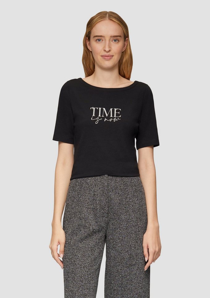 s.Oliver BLACK LABEL Kurzarmshirt T-Shirt mit Statement-Print Strasssteine von s.Oliver BLACK LABEL