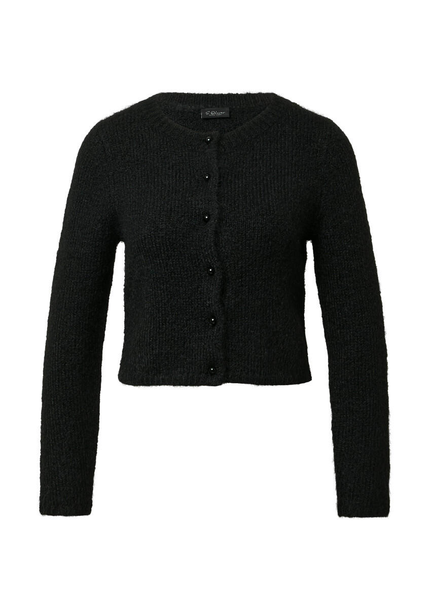 s.Oliver BLACK LABEL - Kurzer Grobstrick-Cardigan aus Wollmix schwarz - Gr. - 34 von s.Oliver BLACK LABEL
