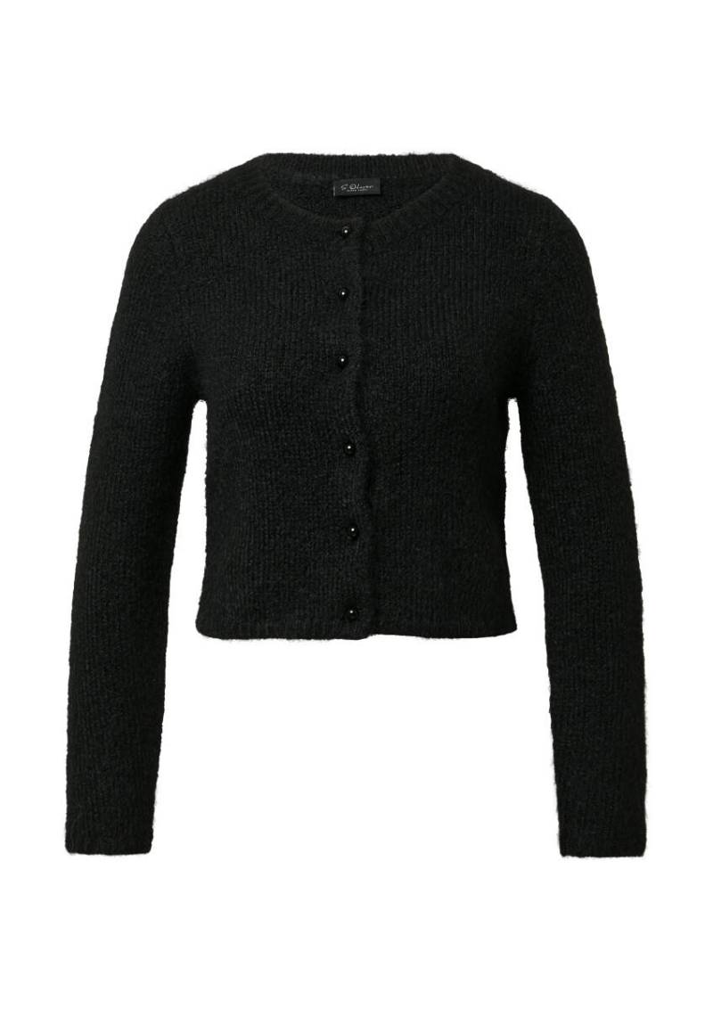s.Oliver BLACK LABEL - Kurzer Grobstrick-Cardigan aus Wollmix schwarz - Gr. - 40 von s.Oliver BLACK LABEL