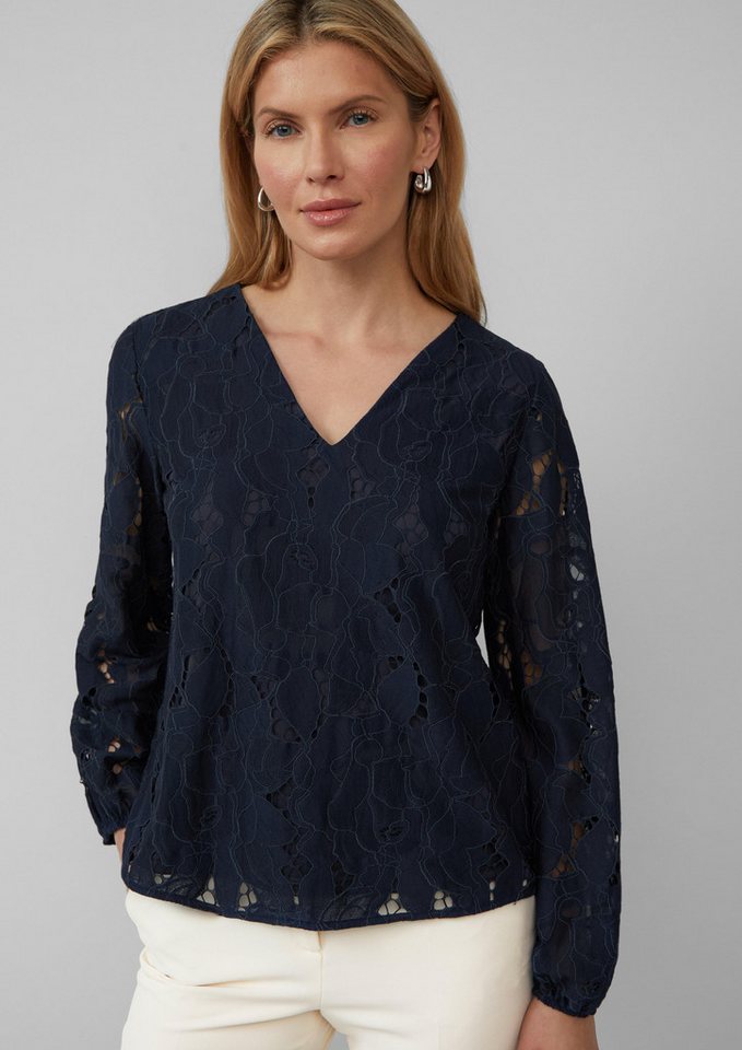 s.Oliver BLACK LABEL Langarmbluse Bluse aus Spitze mit Jerseyfutter und V-Ausschnitt von s.Oliver BLACK LABEL
