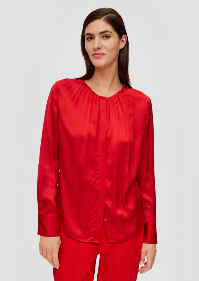 s.Oliver BLACK LABEL Langarmbluse Bluse aus Viskose Raffung von s.Oliver BLACK LABEL