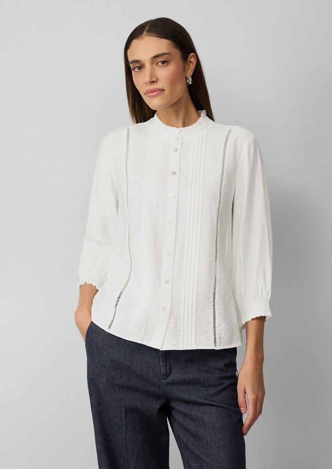 s.Oliver Langarmbluse Bluse Bluse mit Rüschenkragen und Biesenfalten von s.Oliver