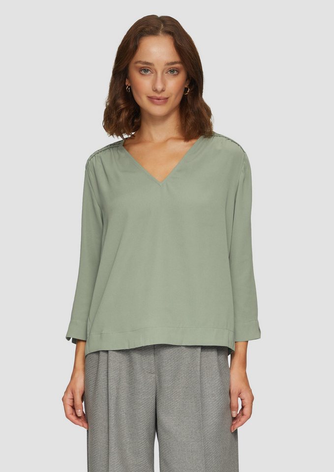 s.Oliver BLACK LABEL Langarmbluse Bluse mit Smok-Detail Smok-Detail von s.Oliver BLACK LABEL