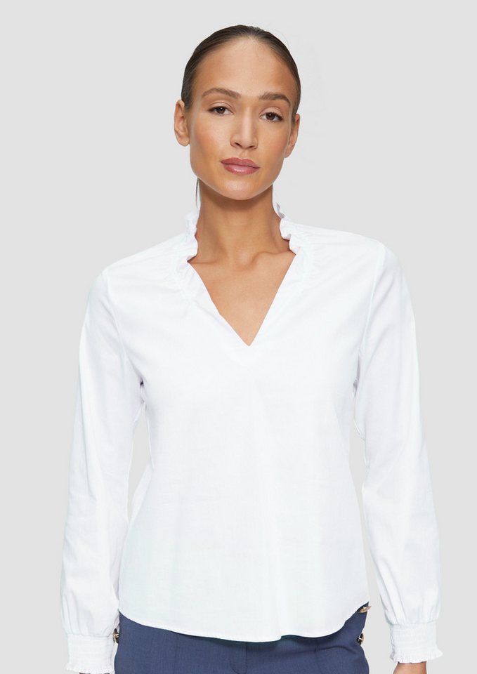 s.Oliver BLACK LABEL Langarmbluse Bluse mit gerüschtem Kragen und gesmokten Bündchen Raffung s.Oliver BLACK LABEL Langarmbluse Bluse mit gerüschtem Kragen und gesmokten Bündchen Raffung von s.Oliver BLACK LABEL
