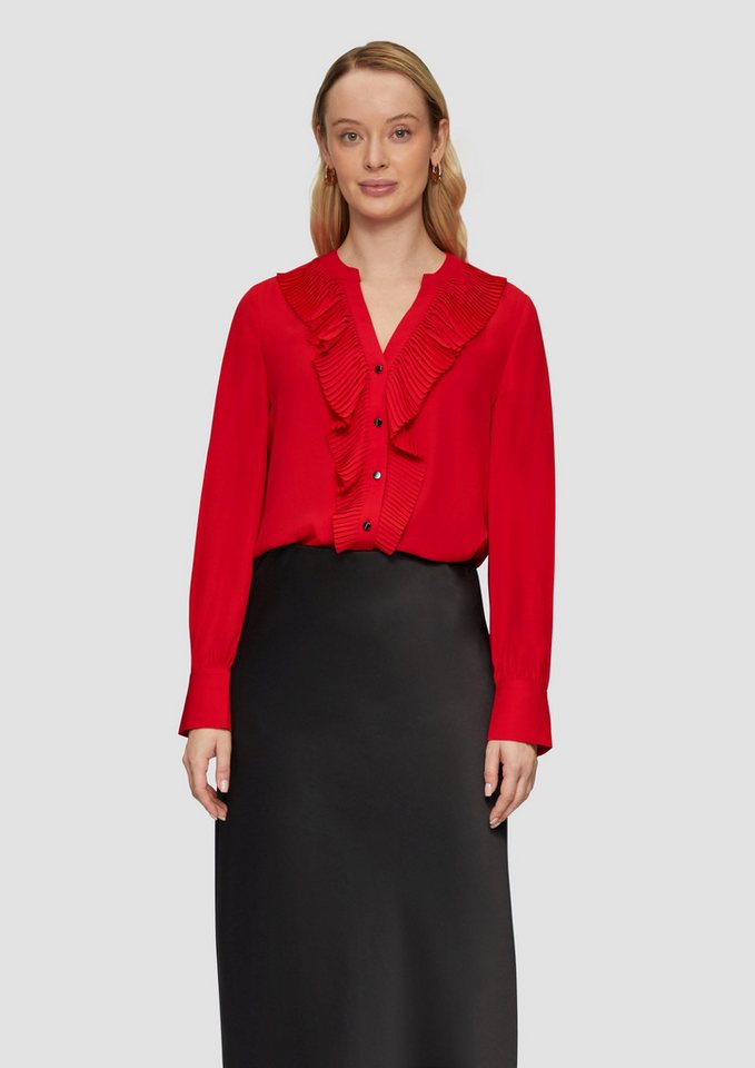 s.Oliver BLACK LABEL Langarmbluse Bluse mit plissierten Volants Volants von s.Oliver BLACK LABEL