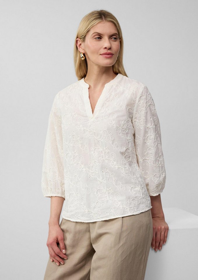 s.Oliver Kurzarmbluse Bluse Baumwollbluse mit Stickereien und 3/4-Ärmeln (1-tlg) von s.Oliver