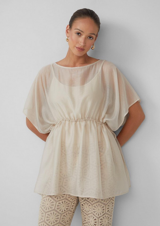 s.Oliver Kurzarmbluse Bluse Semitransparenter Kaftan im Relaxed Fit mit Tunnelzug von s.Oliver