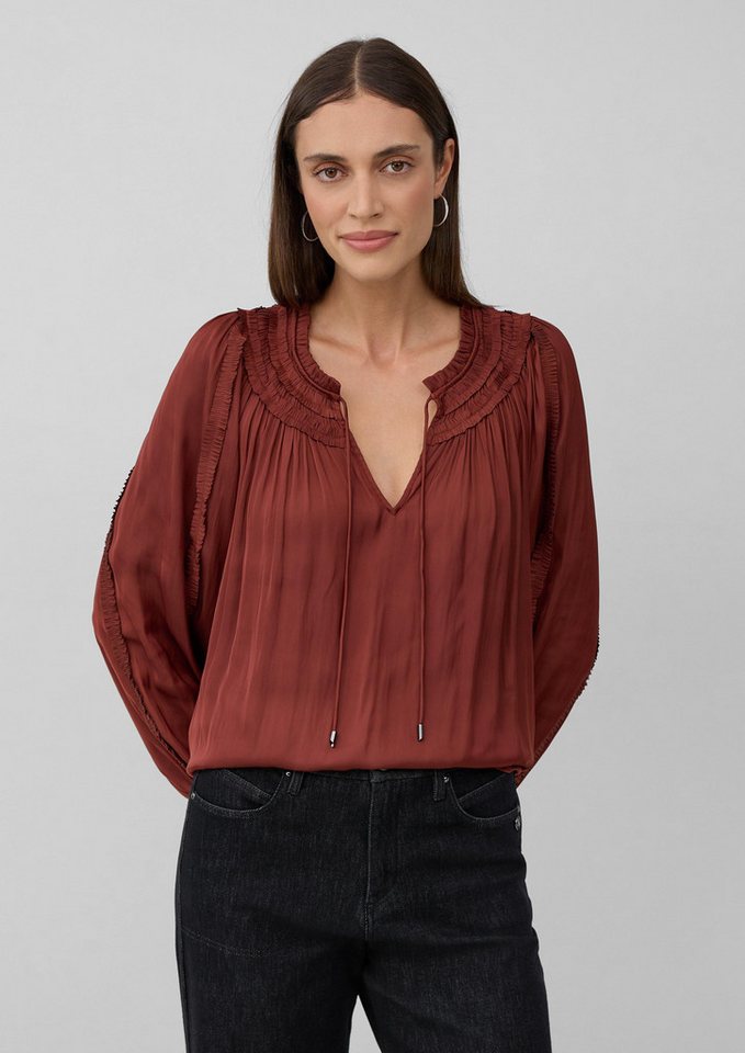 s.Oliver BLACK LABEL Langarmbluse Fließende Satinbluse mit Rüschen von s.Oliver BLACK LABEL
