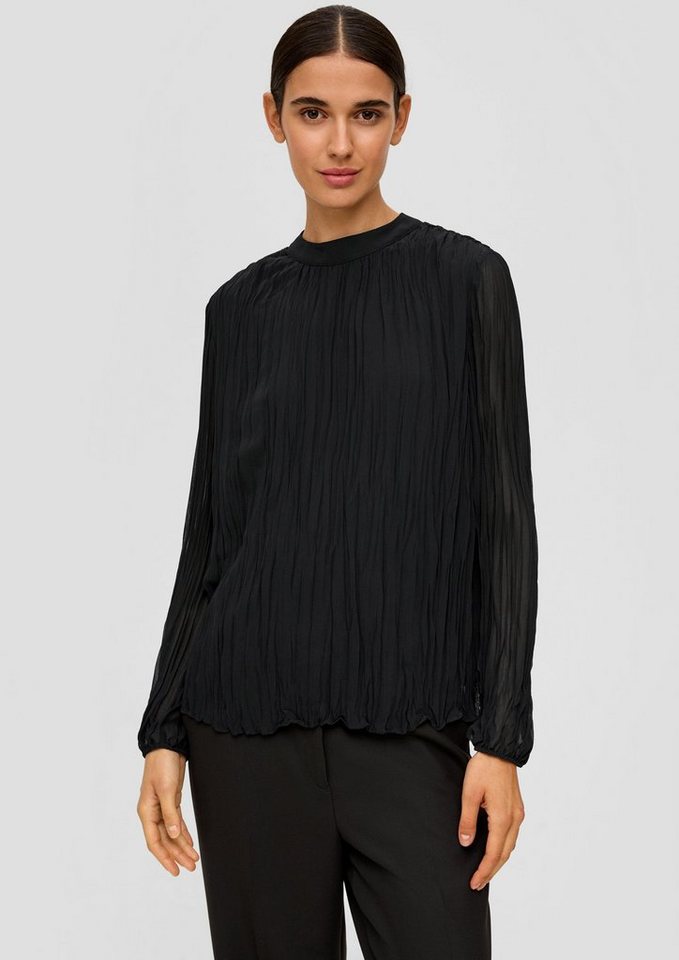 s.Oliver BLACK LABEL Langarmbluse Gemusterte Chiffonbluse mit Stehkragen von s.Oliver BLACK LABEL