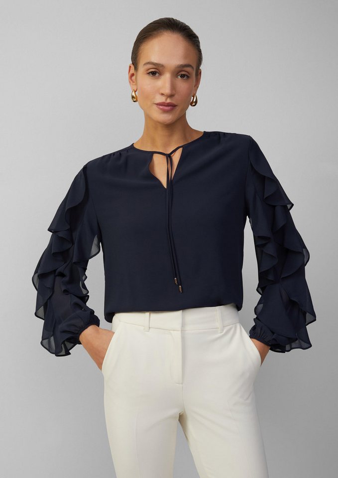s.Oliver BLACK LABEL Langarmbluse Leichte Chiffonbluse mit Rüschenärmeln Rüschen von s.Oliver BLACK LABEL
