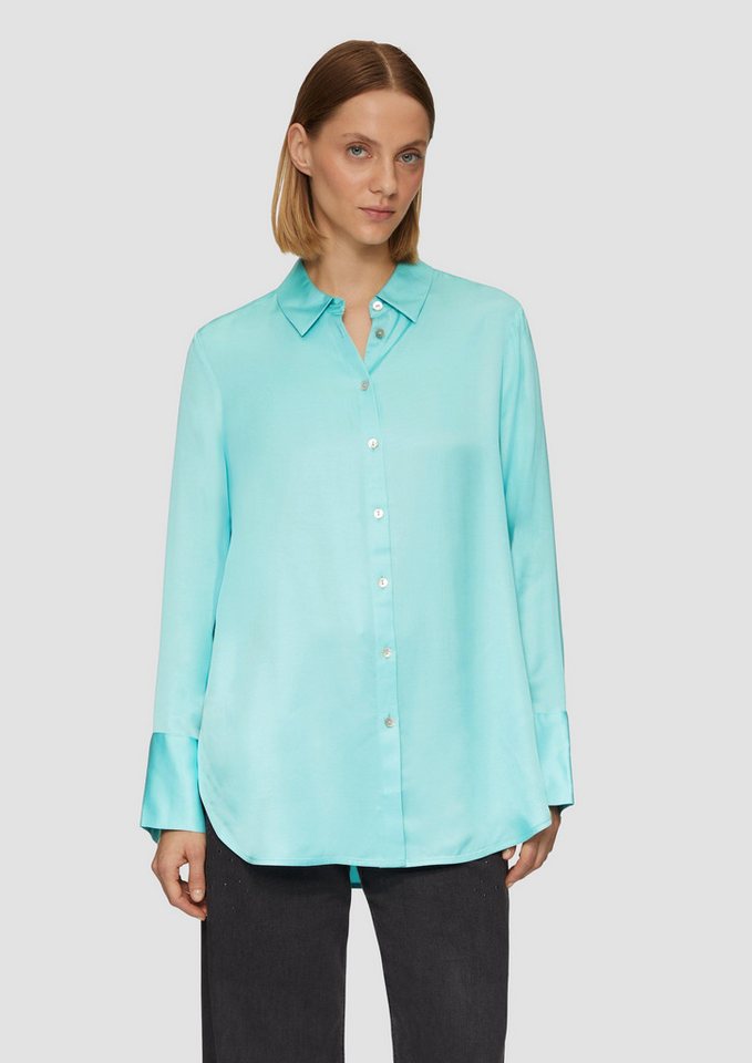s.Oliver BLACK LABEL Langarmbluse Longbluse aus Viskosesatin mit Perlmuttknöpfen von s.Oliver BLACK LABEL