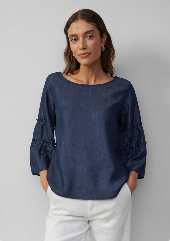 s.Oliver BLACK LABEL Langarmbluse Relaxed-Fit-Bluse in Denim-Optik mit Volantärmeln s.Oliver BLACK LABEL Langarmbluse Relaxed-Fit-Bluse in Denim-Optik mit Volantärmeln von s.Oliver BLACK LABEL
