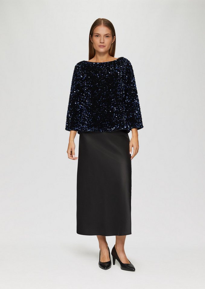 s.Oliver BLACK LABEL Langarmbluse Samtbluse mit Pailletten-Besatz Schlitz von s.Oliver BLACK LABEL