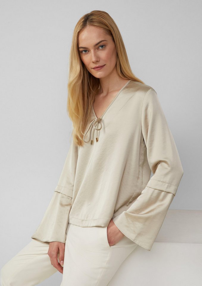 s.Oliver BLACK LABEL Langarmbluse Satinbluse mit Volantärmeln und Bindedetail von s.Oliver BLACK LABEL