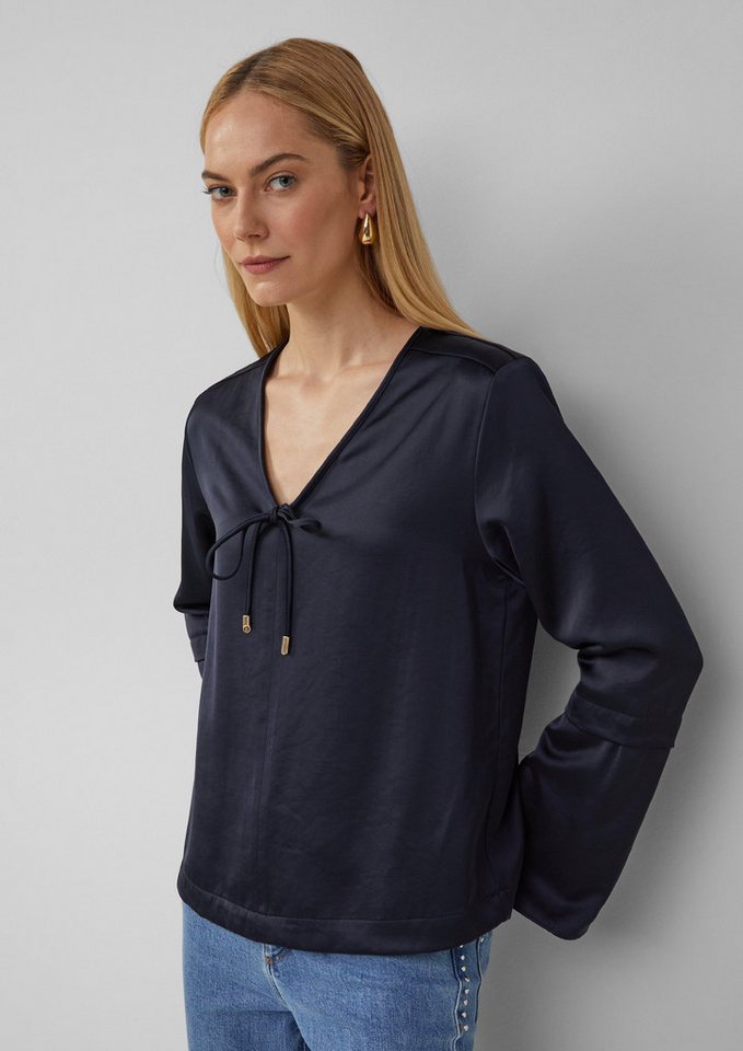 s.Oliver BLACK LABEL Langarmbluse Satinbluse mit Volantärmeln und Bindedetail von s.Oliver BLACK LABEL