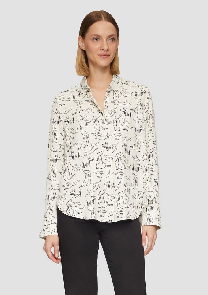 s.Oliver BLACK LABEL Langarmbluse Satinierte Viskosebluse mit All-over-Print von s.Oliver BLACK LABEL